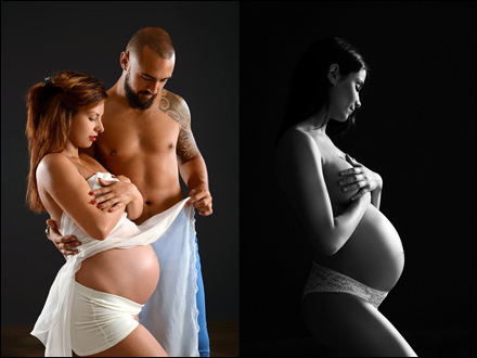 Photographie de grossesse en studio professionnel